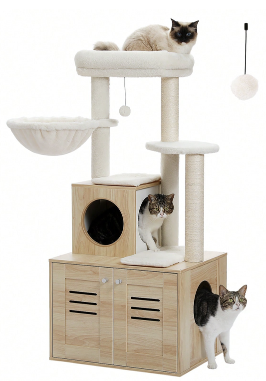 HavenHouse 50″ Modern Cat Tree with Hidden Enclosure