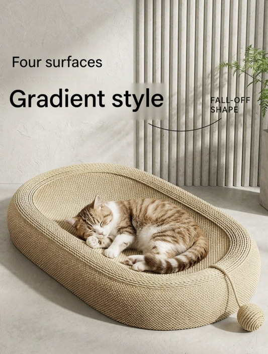 The OmniPaw™ SisalNest — Oval Sisal Scratcher & Lounge Bed